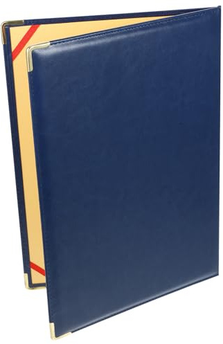 MAGICLULU Classeur pour Documents Grand Format Bleu Coins Métalliques, Dossier de Conférence Multifonctionnel, Organisateur de Bureau Portable pour Contrats et Rangement Professionnel
