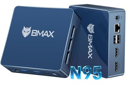 BMAX Mini PC B4Plus, Intel Alder Lake-N95 (hasta 3, 4GHz) 12GB LPDDR5 512GB SSD, Win-11Pro, Mini Ordenador, Double Écran 4K@60Hz,Type-C,HDMI, WiFi 5/BT5.0 Micro PC para para Hogar, Oficina, Empresa