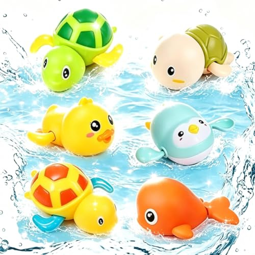 6 PCS Baby Bath Toys, Childrens Wind Up Bath Toys, Baby BathTub Toy, Paddling Pool Toy for Toddler, Bathroom FloatToy for Kids, for 1-5 Years Old Toddler, for Bathroom Swimming Pool Paddling-Y