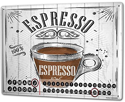 Wandkalender 2019 Jahreskalender Dauerkalender 2020 Kalender 2021 Terminplaner Fotokalender Kaffee ESpresso Metall Magnet