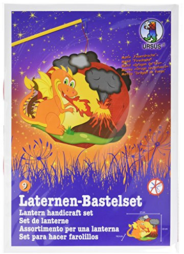Ursus 18710009 - Laternen Bastelset Easy Line, Feuerdrache, ca. 21,8 x 21 x 10,3 cm, Set zum Basteln einer Laterne, inklusive Schritt für Schritt Anleitung, ideal für den nächsten Laternenlauf