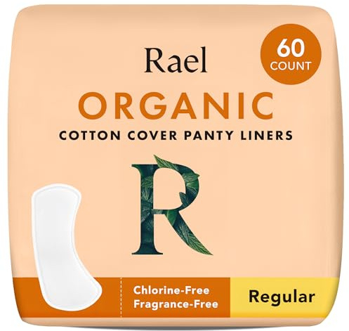 Rael Panty Liners for Women, Organic Cotton Cover - Regular Pantiliners, Light Absorbency, Unscented, Chlorine Free (Regular, 60 Count)