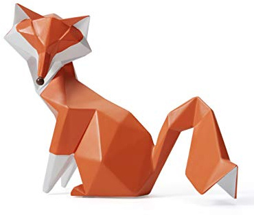 HAUCOZE Fuchs Figur Tier Statue Geometrische Skulptur Moderne Dekor 20cm | Orange Polyresin Handgefertigtes Kunst Fox Arts Geburtstag Feiertag Geschenk für Familie Freunde Liebespaare