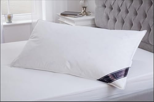 Littens Extra Filled 50cm x 90cm Luxury Super King Size White Duck Feather & Down Pillow 230TC 100% Cotton Casing, Down Proof (20 x 36)