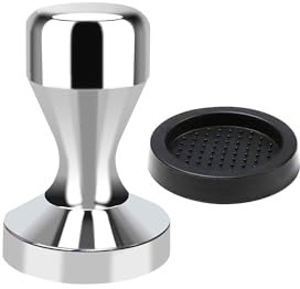 OlBuWa Coffee Tamper, Espresso Coffee Press Tamper Coffee with Silicone Tamper Mat (49mm)