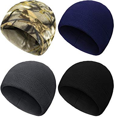 SATINIOR 4 Pcs Skull Caps Fleece Warm Beanie for Men Women M 4Color