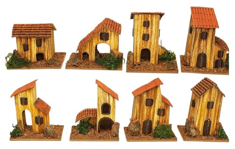 Aurora Store.it Natale Set 9 Casette presepe Piccole Miniatura Box assortite 8x5x10 h. cm presepio Napoletano casolari Decorazione