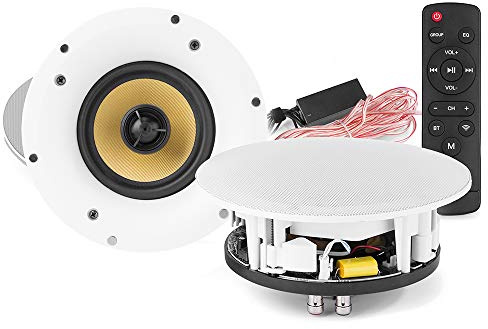 Power Dynamics WCS65 6.5 Wireless Bluetooth Ceiling Speakers Pair with WiFi Multi Room Audio, Inbuilt Amp, Home Hi-Fi Stereo Sound System for Kitchen, Bedroom, Office, Cafe, Shop
