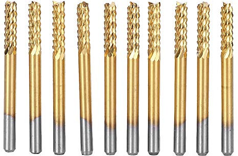 Marhynchus 10-teilige Schaftfräser 1/8 Schaft 3,175 mm Hartmetall-Schaftfräser Titanbeschichtete CNC-Leiterplatten-Gravurbohrer