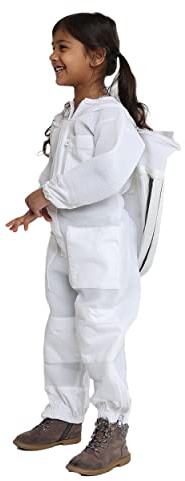 FOREST BEEKEEPING SUPPLY Kid-Friendly Bee Suit Ultra light Ventilated suit – Includes Fencing Veil Hood (Large)