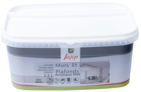 Jafep 12987 - Pintura para pared y techo (acrílico mate, 2,5 L), color gris
