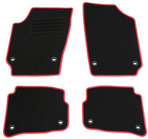 AD Tuning HG10698-ROT Fußmatten Set (4teilig) Schwarz Rot Autoteppiche Matten