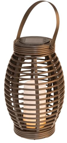 Idena 31243 - Solar LED-Laterne mit warmweißem Licht, aus schwarzem Kunststoff mit Henkel und LED-Kerze, inkl. Solar-Modul und Akku, ca. 26 x 16 cm groß, zur dekorativen Beleuchtung im Außenbereich