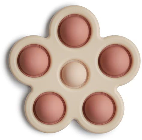 mushie Jouet Presse Fleur pour Bébé | Aide à la Motricité | Plastique 100% Non Toxique, sans BPA | Accessoires pour Jeunes Enfants | Durable & Haute Qualité | Rose/Blush/Shifting Sand