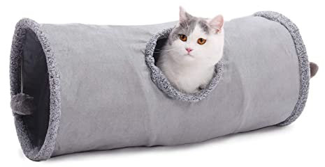 WOOLUCK Katzentunnel, großer Katzen Tunnel, Faltbar Katzentunnel Katzenspielzeug mit Ball Rascheltunnel, für Katzen, Hasen und andere Tiere(1 Höhlen 67 * 30cm)