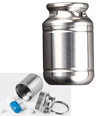 Cute Mini Pill Case Keychain, Discreet Pill Container for Purse, Titanium Pill Fob, Nitro Necklace Waterproof Pill Holder for Men, EDC Pill Capsule for Pocket Daily Travel Outdoor First Aids