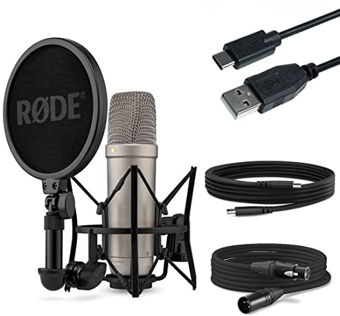 Rode NT1 5th Generation XLR USB Studio-Mikrofon + keepdrum USB Kabel Typ A zu Typ C 50cm