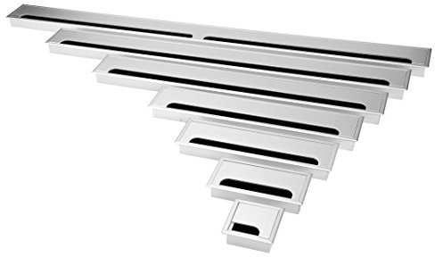 Aluminium Kabeldurchführung für Schreibtische, Arbeitsplatten Werkbänke | 8cm bis 100cm Länge | 3 Farben Schwarz Silber Gebürstet (80x280mm, Silver)