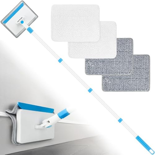 Bodenleisten-Reinigungswerkzeug mit langem Griff, Wandreiniger, Mopp mit ausziehbarem Griff, Staubwedel-Reinigungswerkzeuge, Mopp für Sockelleiste, Bodenleiste, Decke, Wand, Fensterreiniger mit 4…
