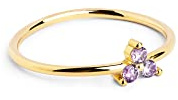 SINGULARU - Anillo Trebol Lavande - Anillo de Plata de Ley 925 con Acabado Baño de Oro de 18 Kt. y Circonitas - Joyas para Mujer - Varios Acabados y Tallas