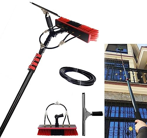 QJJML High-Strength Carbon Fiber Retractable High-Altitude Cleaning Window Cleaning Brush Solar Panel Cleaning Brush Window Cleaning Pole Water Fed Brush,20FT/6M