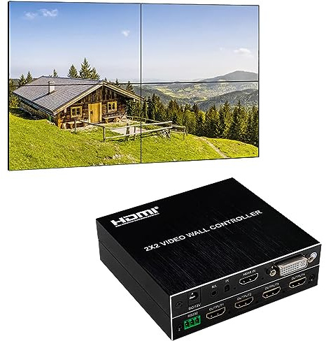 Controller videowall 2x2 | 1080P | Ingressi HDMI e DVI; uscite HDMI | 8 modalità di visualizzazione - 2x2, 1x2, 1x3, 1x4, 2x1, 3x1, 4x1