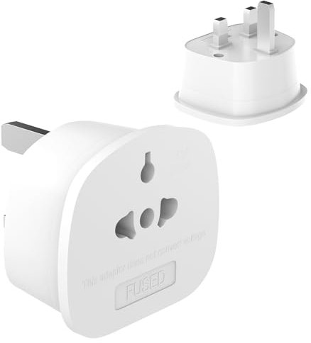 1 Pack European to UK Plug Adaptor, US to UK Travel Plug Adapter with 13A Fuse for USA, EU, Australia, Thailand, Canada, Japan and More (Type A, B, C, I, E, F, L)