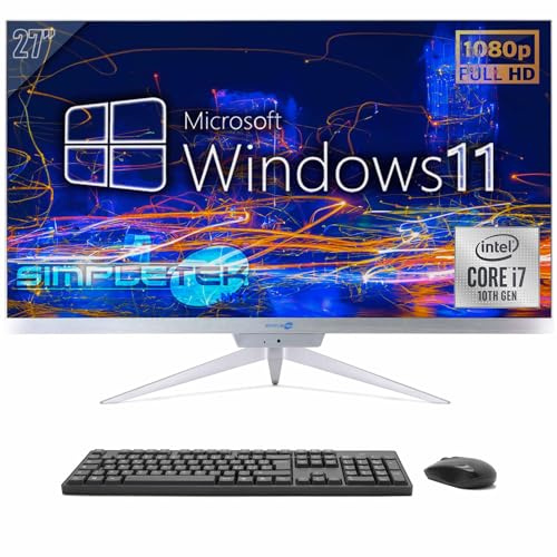 SIMPLETEK - PC tout-en-un 27 Full HD | Core i7 10° Gen | Windows 11 | 64 Go RAM SSD 4 To | Webcam 2K intégrée | HDMI Série RS232