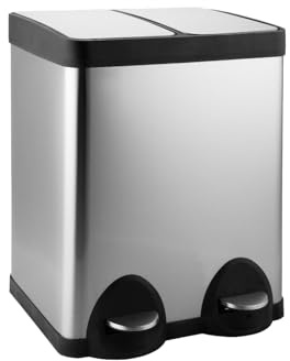 JM ·YIPENG Mülleimer 2 fächer 40 liter,Mülleimer 2x20l,Mülltrennsystem 40l,Doppelmülleimer,Treteimer für Recyclingmaterialien und Abfall,
