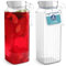 HEFTMAN Glas Wasserkrug für Kühlschrank - 2 Pack (1 Liter) Wasserkrüge mit Deckel mit geripptem Design, auslaufsicherer Auslauf, belüfteter Deckel für heißes / kaltes Wasser, Eistee, Kaffee, Milch &