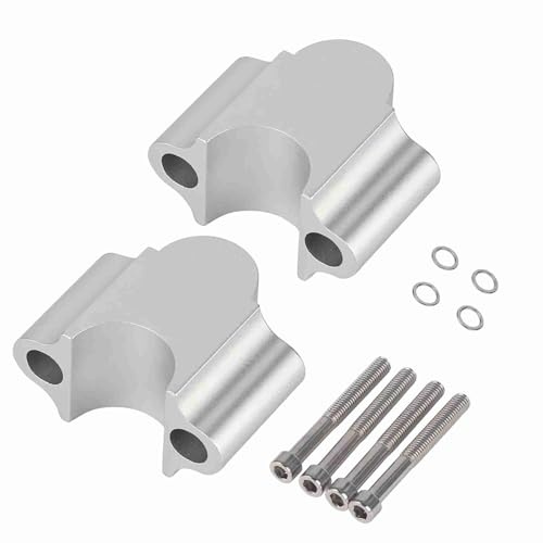 TKSE Motorcycle Handlebar Risers, 7/8'' 22mm Aluminum Alloy Universal Motorcycle Handle Bar Risers Motorcycle Handbar Rising Clamp Mount Adapter(Chrome)
