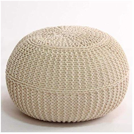 VNNHGB Ottomans Sgabelli Pouf Rotondo Pouf Lavorato a Mano Lavorato a Mano,Poggiapiedi Lavorato a Maglia con Corda Intrecciata di Cotone Ottimo per Soggiorno, Camera da Letto e Comfort e