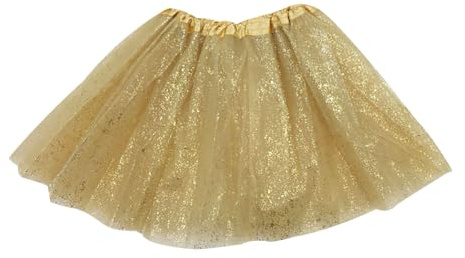 Peuignao Gold Girls' Tutu Skirt - Fluffy Petticoat Glitter Tulle - Size 3-8 Years - Perfect for Ballet Dancing, Parties & More