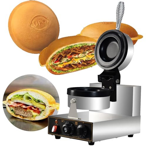 VNATWGOO Electric Press Ufo Burger Machine, Commercial Hamburger Maker, Ice Cream Waffle Machine, Non-Stick Electric Burger Maker,110V