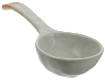 Cabilock Cuchara Sopera de Cerámica Japonesa con Mango de Estilo Asiático para Sopa de Fideos Ramen Wonton Cerámica Gruesa Vajilla Elegante