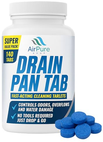 Air Pure Drain Pan Tabs - 140 Flow Treatment Tablets for HVAC & AC Condensate Pan Treatment | Prevents Overflow, Cleans Drain Lines, & Eliminates Odors