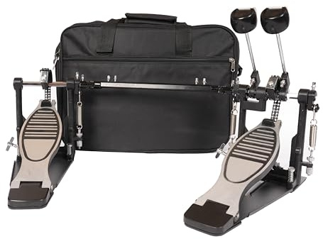 Double Bass drum Pedal,Double Bass Pedal with Its bag and with Adjustable Beater Head,Double Chain Drive Foot Kick Pedal with Drum Key for Drum Set and Electronic Drums