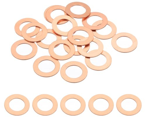 PATIKIL 18Pz Rondelle Rame M12, Rondelle Piatte in Rame M12x20x1mm Kit Rondella Tenuta Assortimento Metallo, Tappo di Scarico olio Anello di Guarnizione per Autoveicoli, Viti e Bulloni