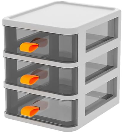 Gettimore Scatola portaoggetti in plastica a tre strati con cassetti per organizzare trucchi e toletta (A)