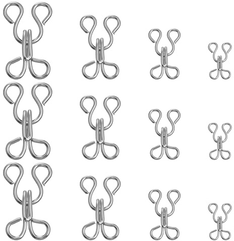 80 Set Sewing Hooks and Eyes Closure, Copper Hooks and Eyes Metal Bra Snap Hook Replacement for Wonmen 4 Sizes Closures Sew on Snaps for Bra Trousers Skirts and DIY Crafts Replacement(Silver)