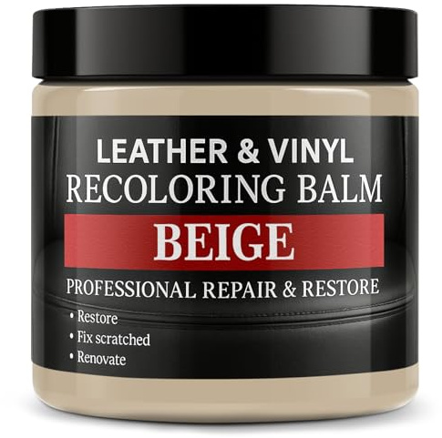 Laxmorph Leather Color Restorer, Leather Recoloring Balm, Scratch Remover, Leather Dye, Leather Paint, Leather Repair Kit for Furniture Couches Car Seats Shoes Bags, Beige