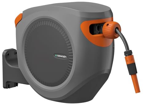 Brigros - Avvolgitubo Automatico Da Parete Con Tubo Acqua Giardino 20 Metri In PVC Ø 1/2, Con Raccordo 3/4 E Ritorno Lento Ideale Per Irrigatore Giardino E Tubo Irrigazione