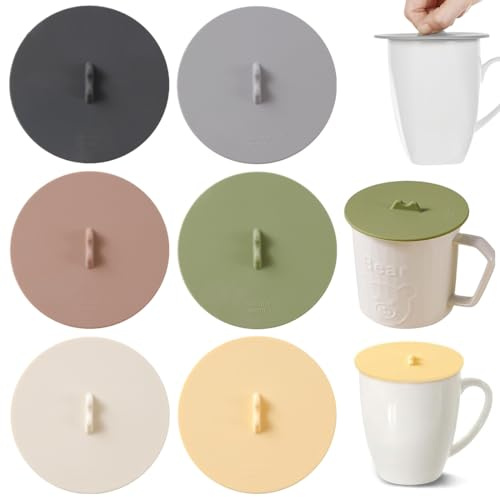 CULEO Tapas para botes de cocina 6 tapas de silicona para tazas, reutilizables y a prueba de polvo para tazas, vasos para bebidas, tazas de café, vasos de cerveza