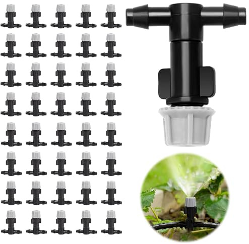 42 microaspersores, boquilla de riego por goteo, aspersor ajustable para el jardín, micro pulverizador, gotero de riego con flujo ajustable, para riego de jardín, invernadero, plántulas
