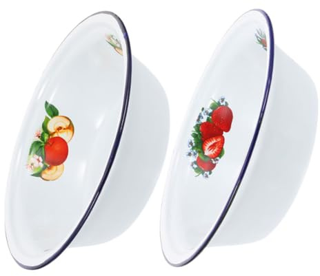 TOPBATHY 2piezas Bandeja Profunda de Porcelana Vintage Cuencos Esmaltados para Mezclar Cocinar y Servir Sopa la Mesa
