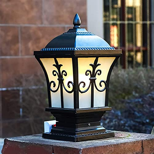 YQIRONRI IP54 Waterproof Post Lights Lawn Lamp Creative Aluminum Rustproof Path Column European Outdoor Wall Pillar Light Garden Villa Door Gate Lantern