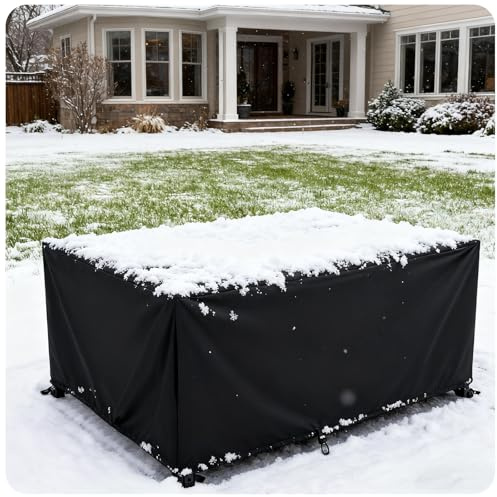 HYFBH Housses pour Mobilier de Jardin 112x112x72cm/LxWxH Housse de Table Jardin Rectangulaire, Couverture de Protection Meubles Bâche Salon de Jardin Exterieur Imperméable Anti-UV