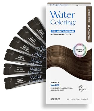 Korean Permanent Hair Dye, Powder Hair Color Kit, Medium Brown, Gray Hair Coverage, Plant-Based Formula, Easy Application for Roots, Short & Long Hair, Vegan, Just Mix with Water (6 Powder Packets)