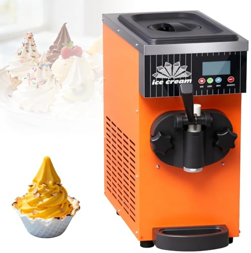 guoyjmm Gelatiera Soft Commerciale Monogusto da 450 W, Design in Acciaio Inox da Banco, Resa 4-5 kg/h, Pannello di Controllo LCD, per Ristoranti e Pasticcerie Orange