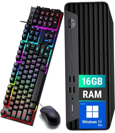 HP ProDesk 600 G6 SFF PC Desktop Computer, Intel Core i3-10100 3.6GHz, 16GB RAM, 512GB SSD, Bluetooth, QWERTY Keyboard, Mouse, USB WiFi, Windows 11 Pro (Renewed)